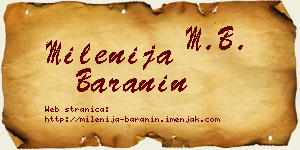 Milenija Baranin vizit kartica